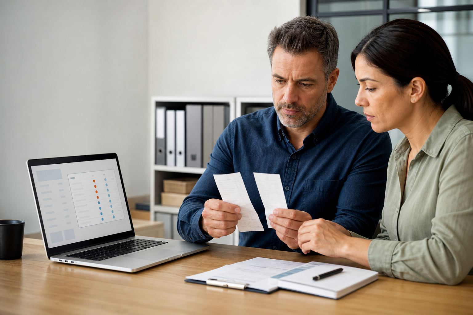 Finance and restaurant operations leads comparing two generic receipts with an abstract matching view
